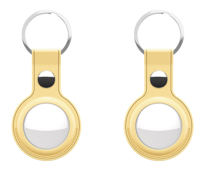 Akcesoria GSM i GPS KeyBudz AirTag Keyring skórzane etui AirTag pastel yellow 2 sztuki IEOKBAT2PY